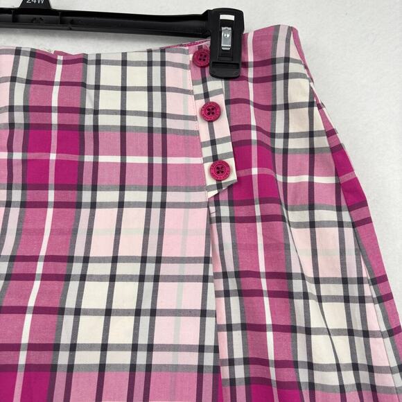 Lady Hagen Golf Skort Size 16 Pink Plaid Breast Cancer Logo Built in Shorts Zip - Picture 2 of 11